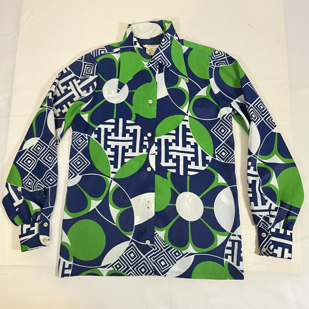 Vintage Gazebo Button Shirt Womens Multicolor Floral Artsy